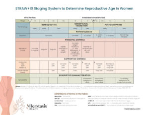 Chart of the stages of reproductive aging of women.